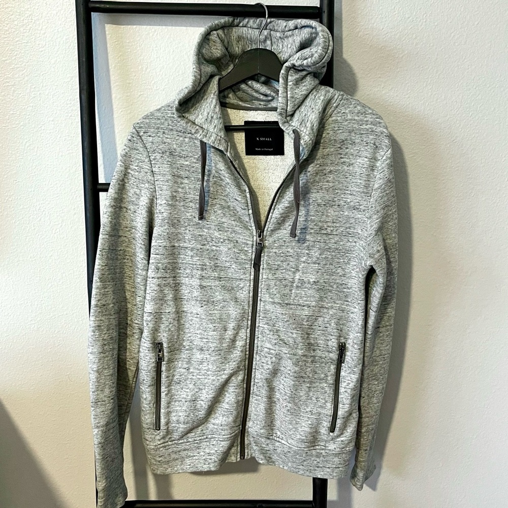 All Saints Heather Gray Zip Hoodie